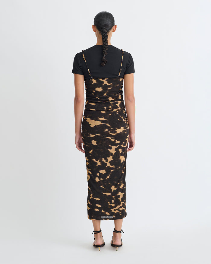 Alexa - Mesh Jersey Dress - Midnight Mocha Apricot
