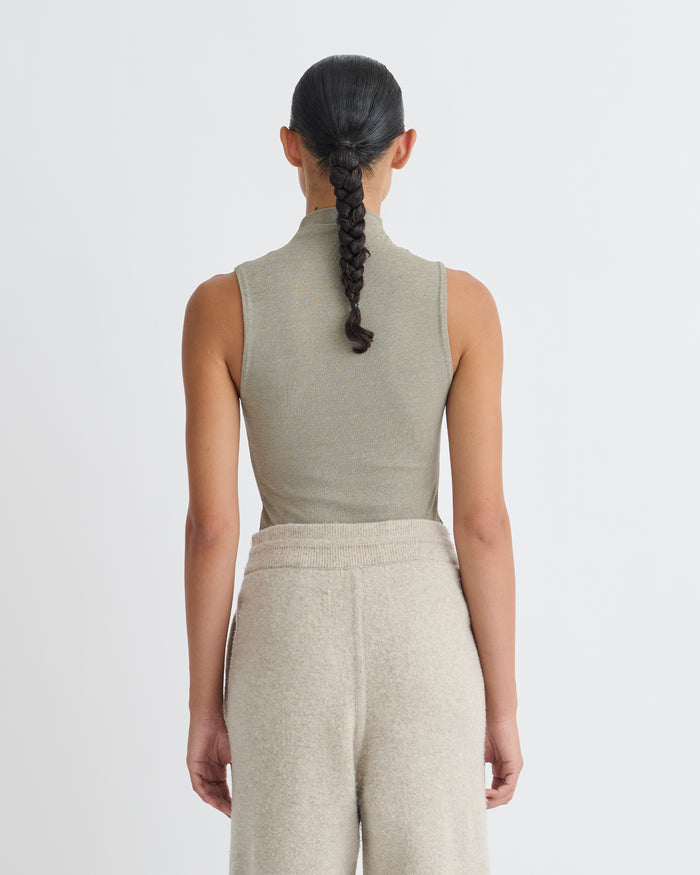 Annyka - Mesh Jersey Sleeveless Top - Fog