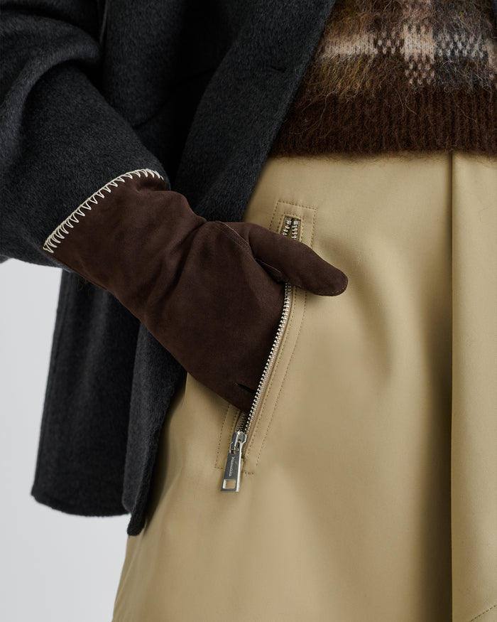 Areli - Gloves - Dark Brown/Creme