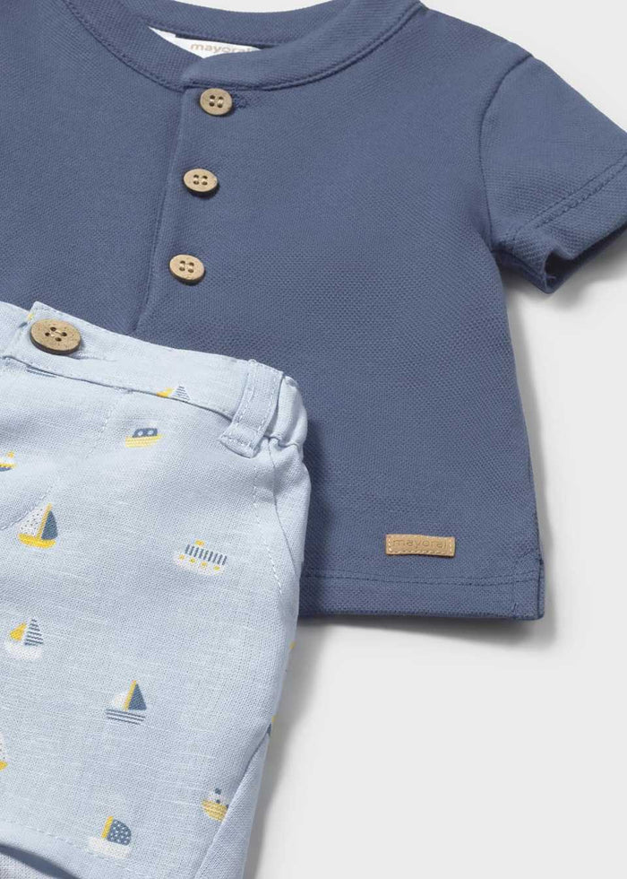 Baby Printed Shorts and Shirt 2-Piece Set - Sailboats - Wee Bee Baby Boutique