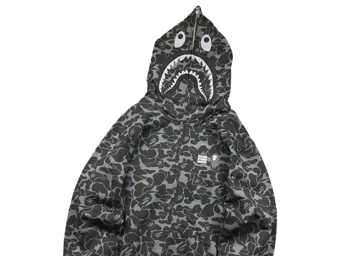 BAPE x Dover Street Market Camo Shark Full Zip Hoodie Black