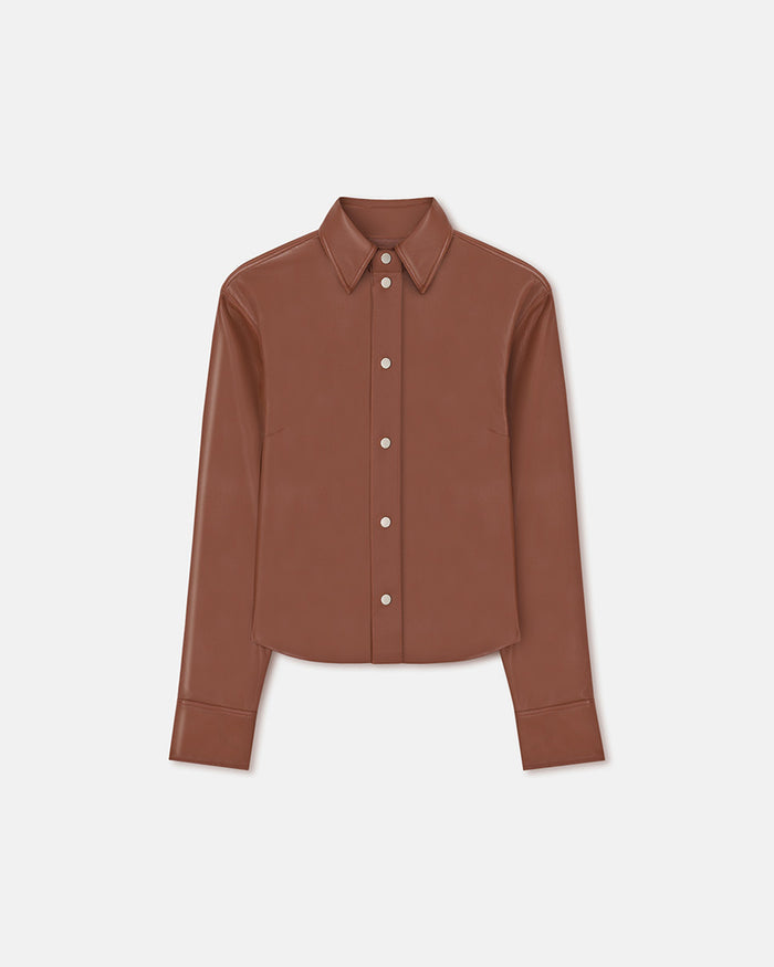 Bogna - Okobor™ Alt-Leather Shirt Jacket - Henna