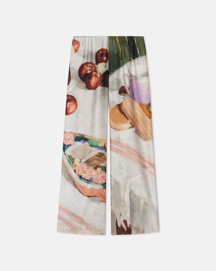 Brenda - Printed Silk Twill Pants - Gingerbread Heart