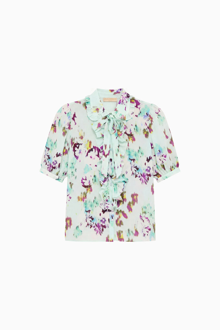 Oasis Designer Silk Ikat Floral Blouse - Flat Lay | Ulla Johnson