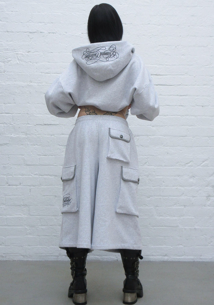 COMMAND OVERSIZED CARGO SWEATSHORTS GREY MARL