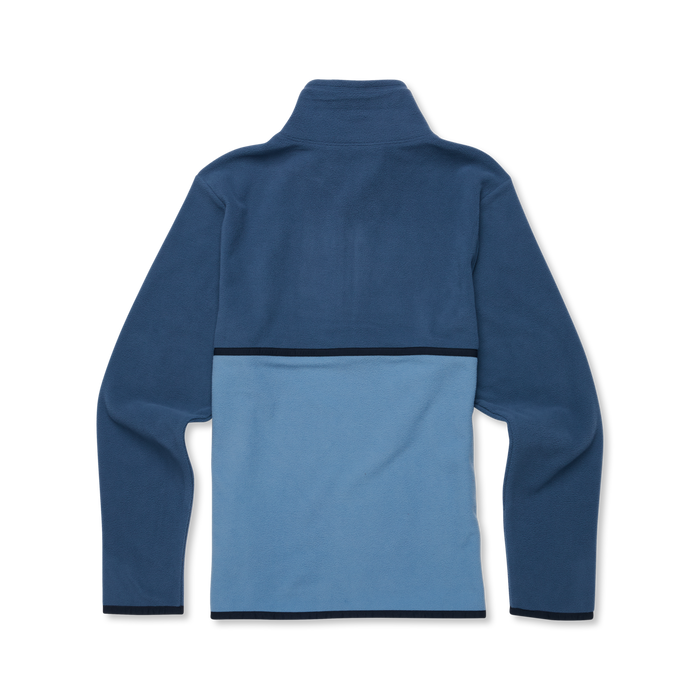 Back view of a blue two tone Cotopaxi Amado Fleece Pullover for men