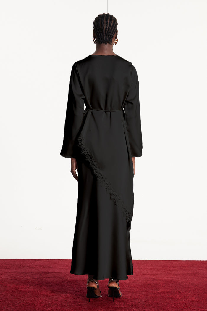 Diamanda Asymmetric Lace Top In Black