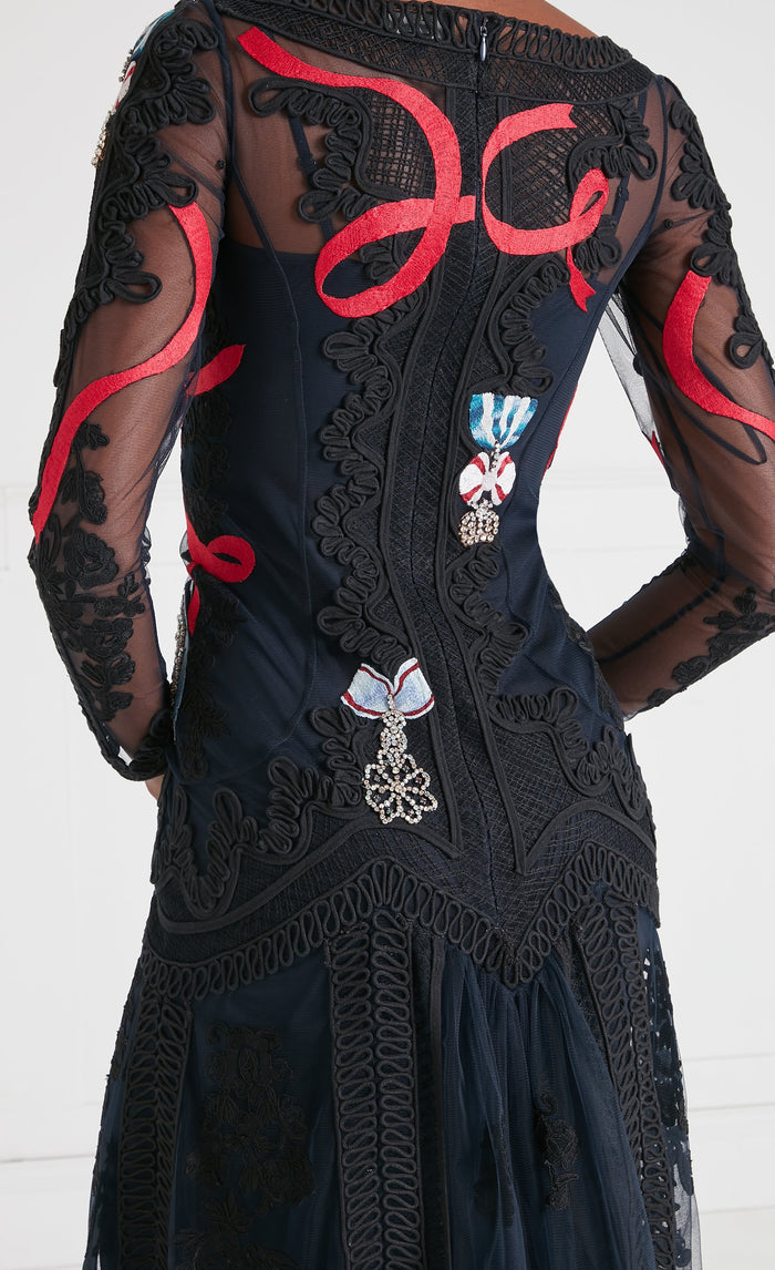 Diamantine Tattoo Dress - Navy