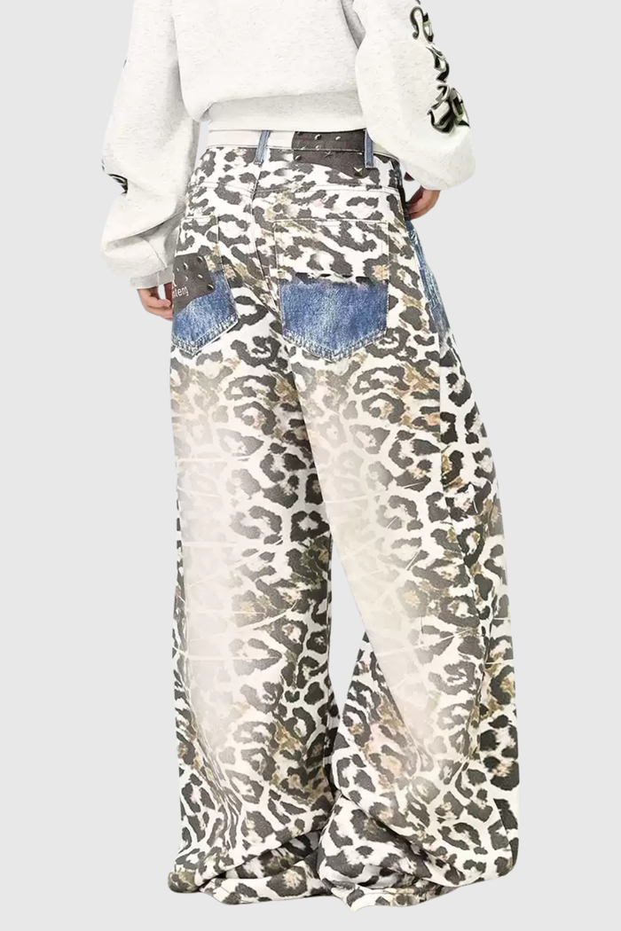 Donncha Deconstruct Leopard Barrel Jeans