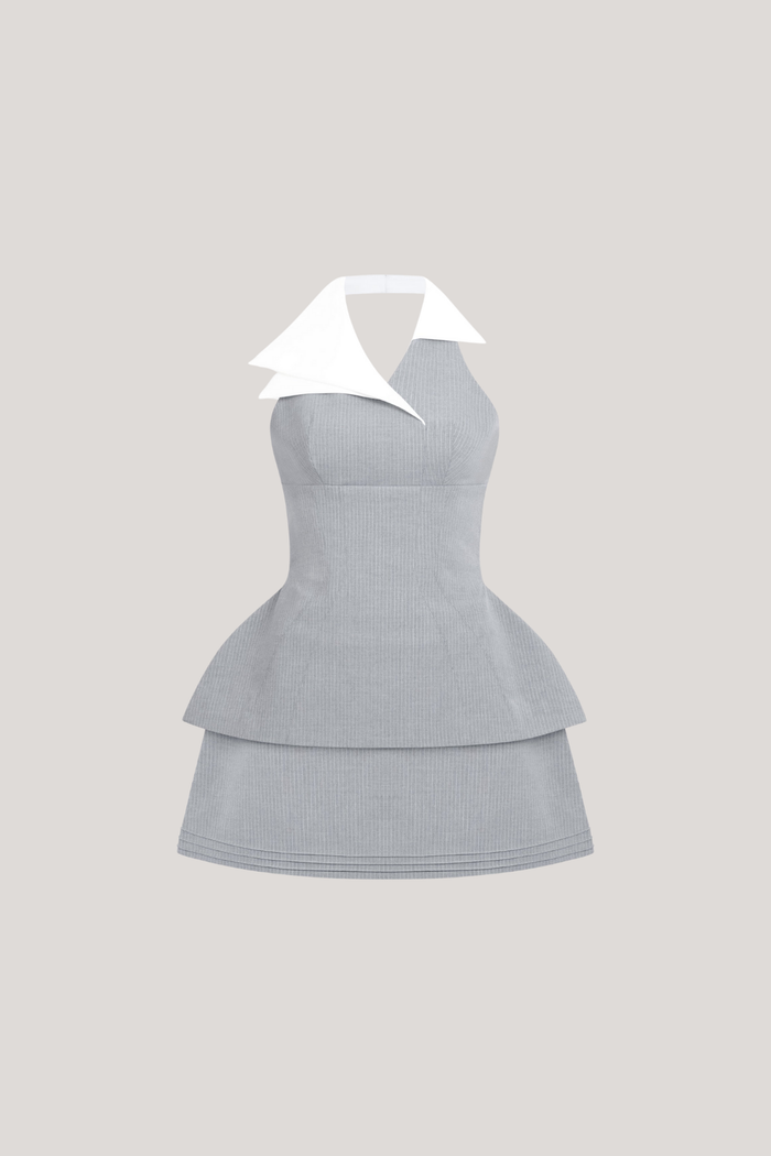 Dusan Halter Neck Asymmetric Bodycon Skirt Set
