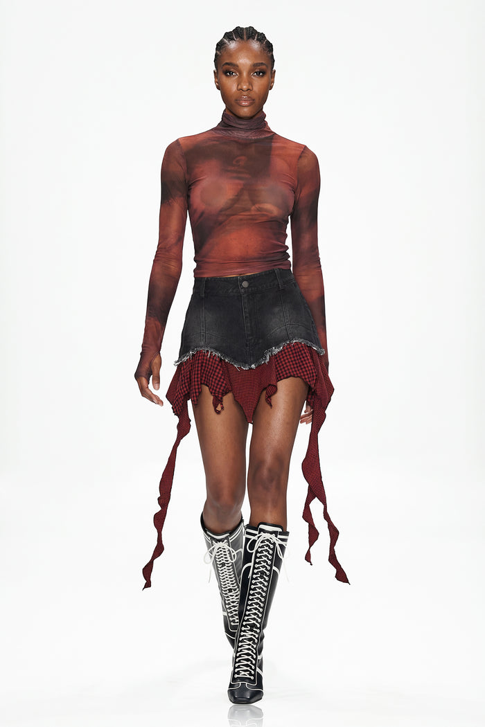 Eliott Grid Deconstruct Mini Skirt