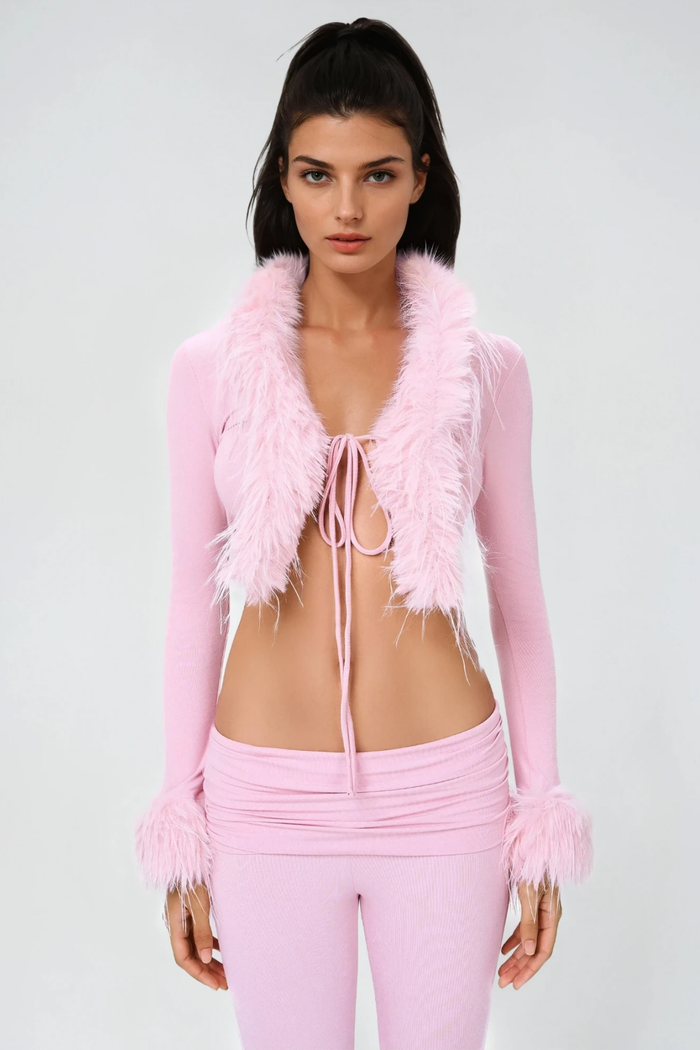 Fərhad Crop Faux Fur Pants Set
