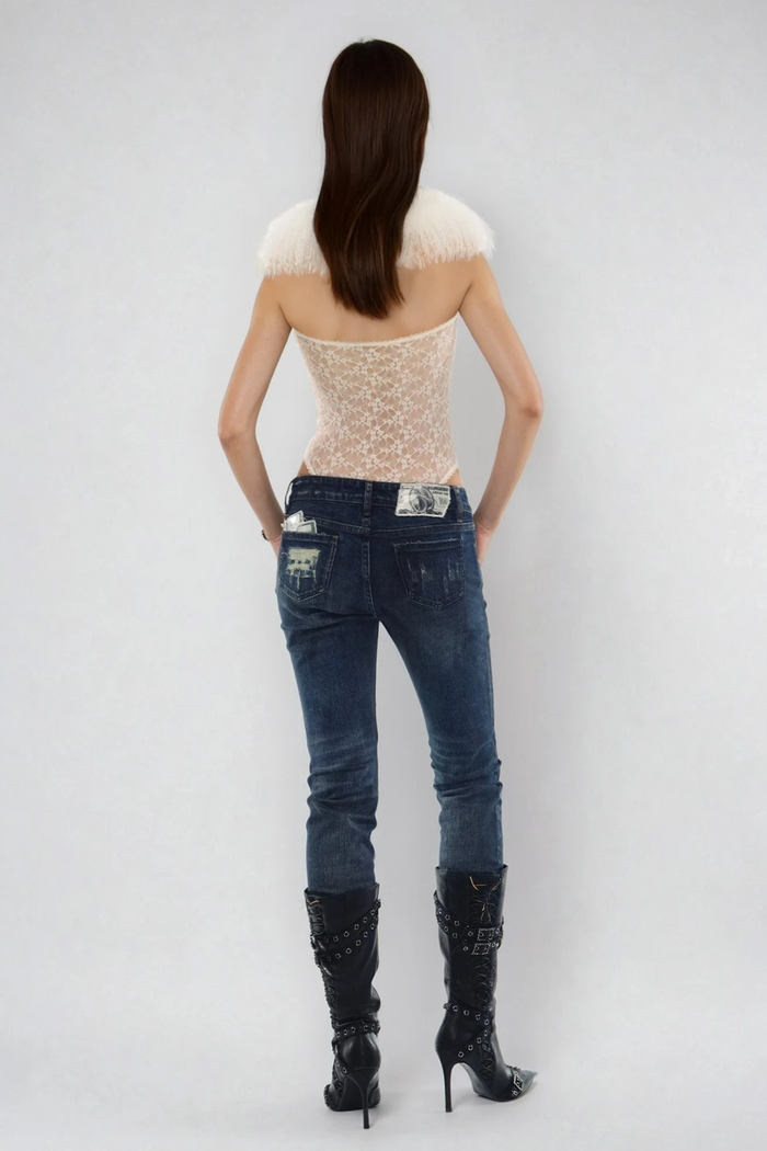Fadia Faux Fur Lace Bodysuit