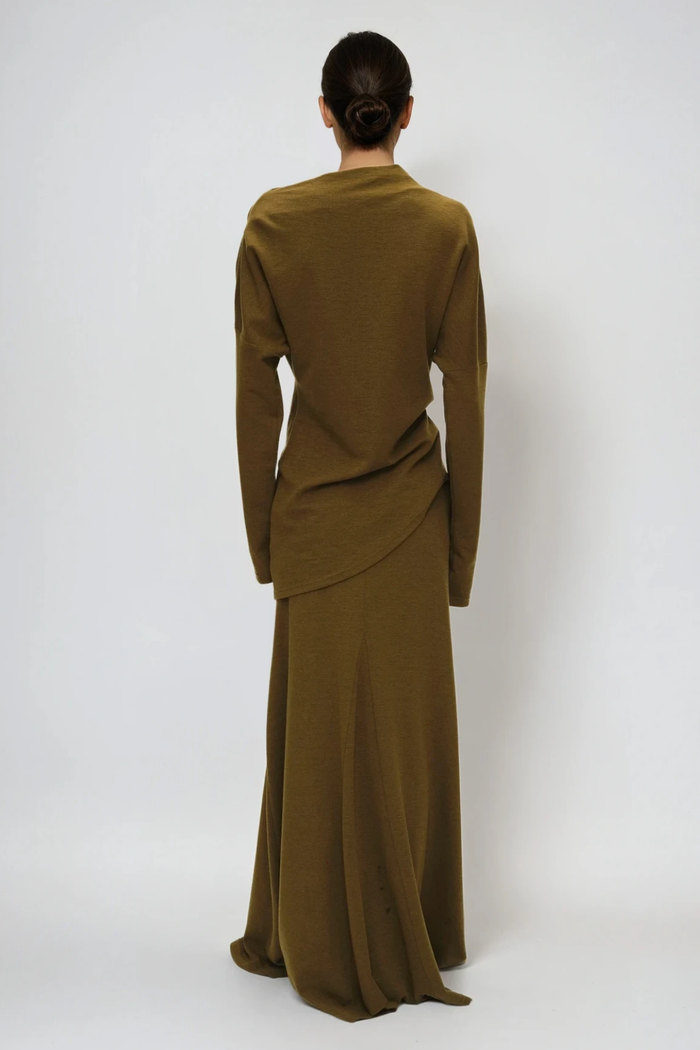Fadl Long Sleeve Skirt Set In Olive