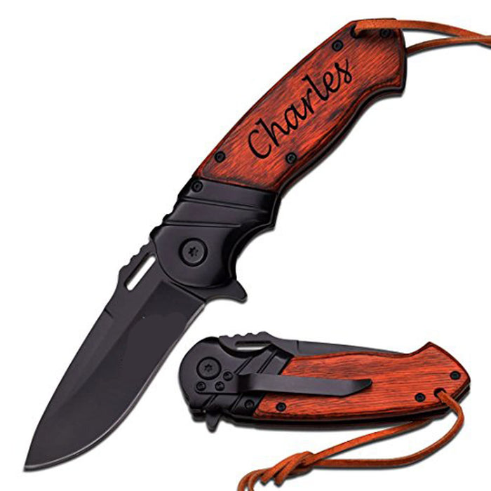GIFTS INFINITY Customized Engraved Pocket Folding Knife - Groomsmen Wedding Party Monogrammed