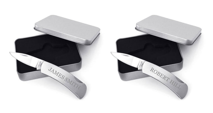 Gifts Infinity® Personalized Stainless Steel Lock-Back Knife Set of 2