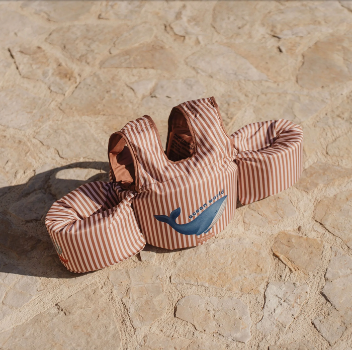 Gilet de natation avec brassards | Rayures marron