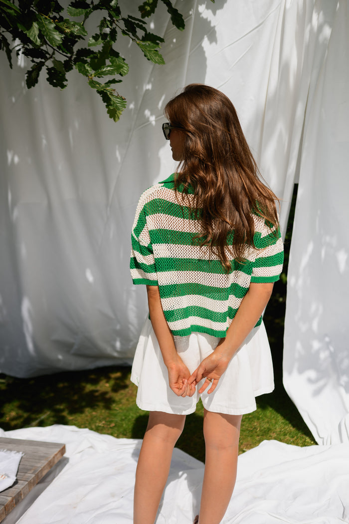 Green Striped Armelle Polo