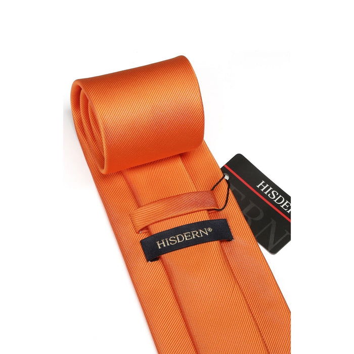 Solid Tie Handkerchief Cufflinks - ORANGE