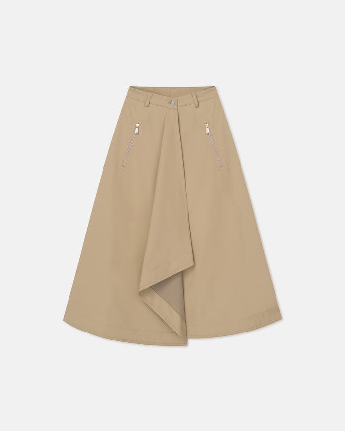 Iseult - Bonded Trench Mid-Length Skirt - Beige