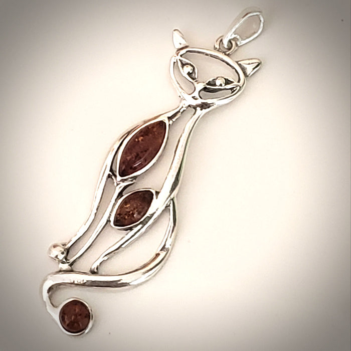 silver cat pendant