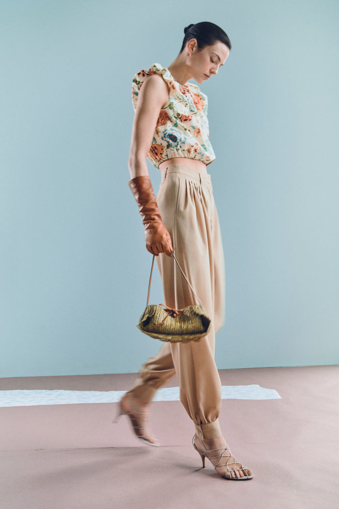 Luella Pleated Wool Pant - Dunewood