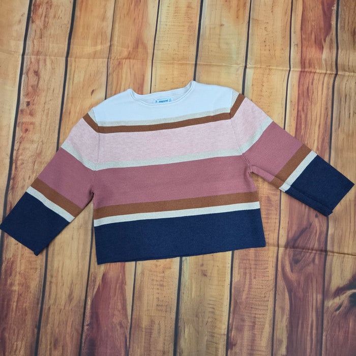 MAYORAL KIDS JACQUARD JUMPER SWEATER W/ STRIPES 4317