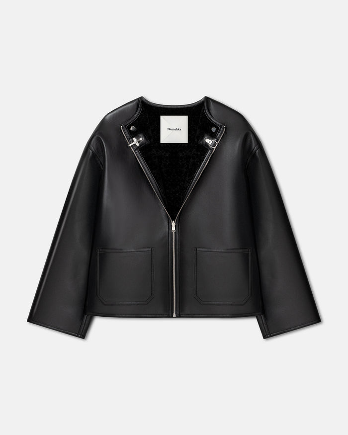 Panka - Reversible shearling jacket - Black/Black