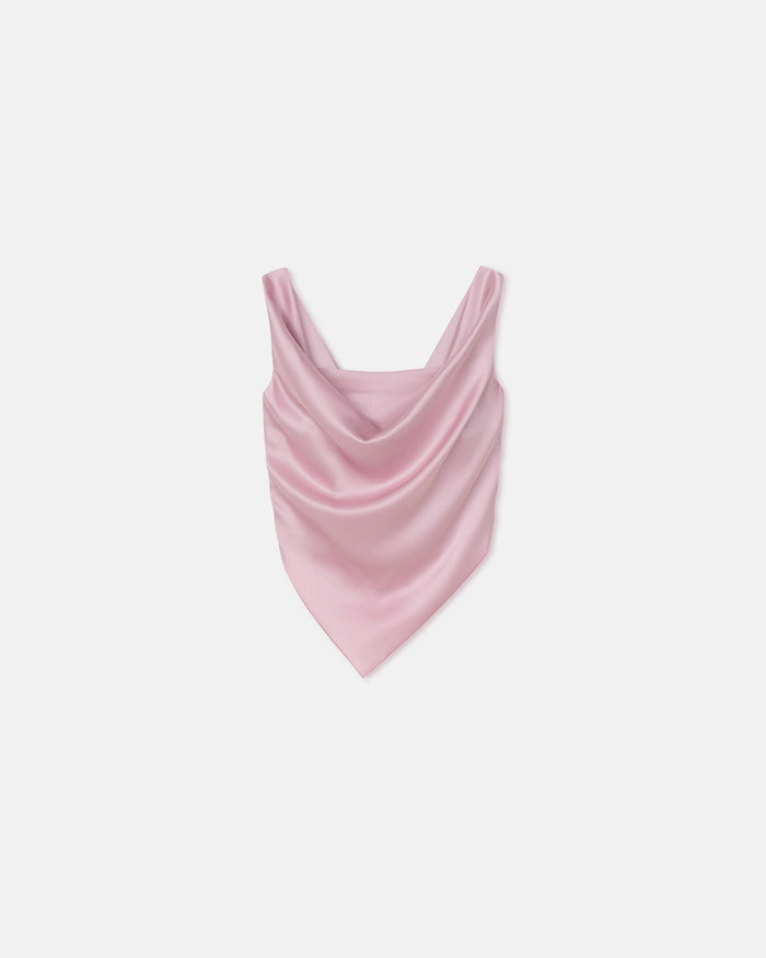 Petra - Sleeveless Draped Slip Satin Top - Dusty Pink