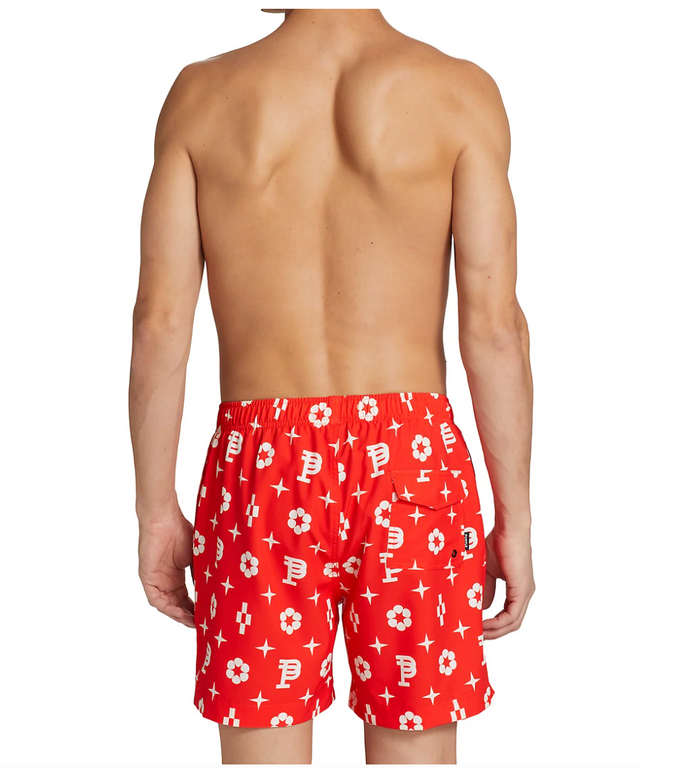 PURPLE BRAND RED MONOGRAM SWIM SHORTS *FREE SHIPPING - Clique Apparel
