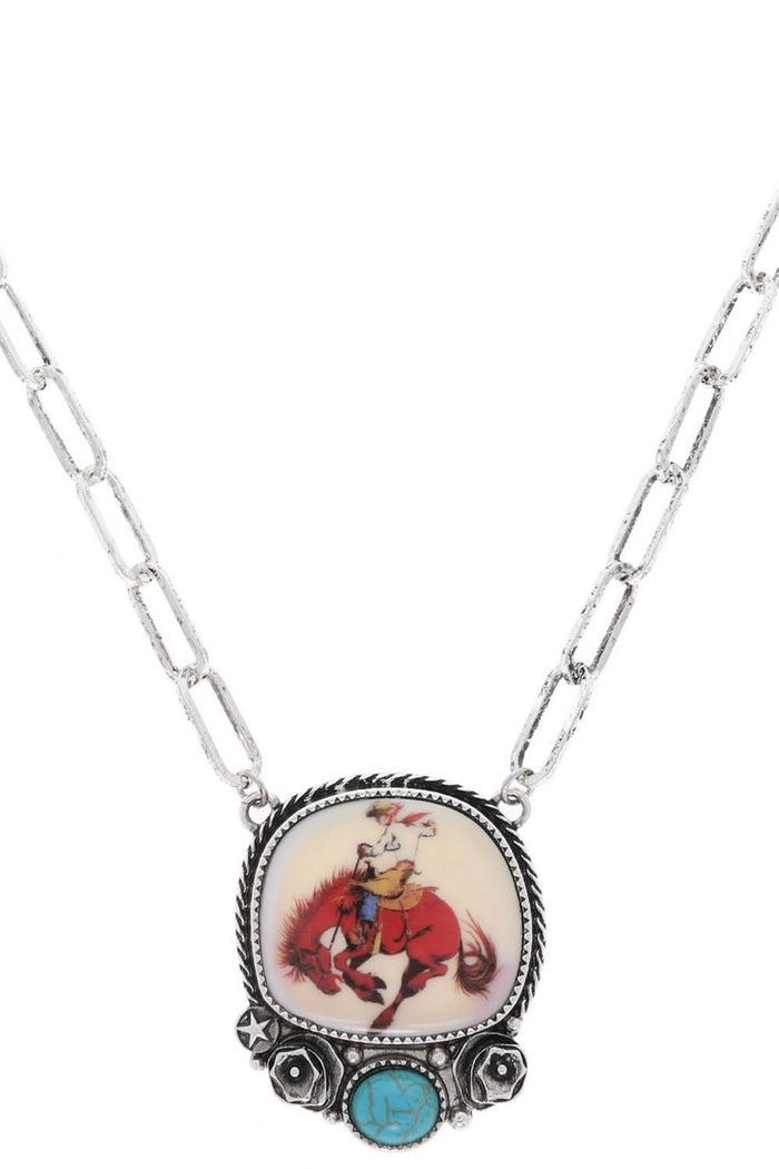 Ride the Dust Bronc Necklace