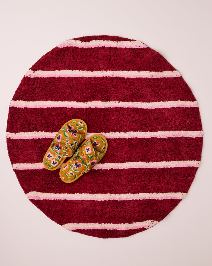 Ruby Rose Stripe Round Bath Mat