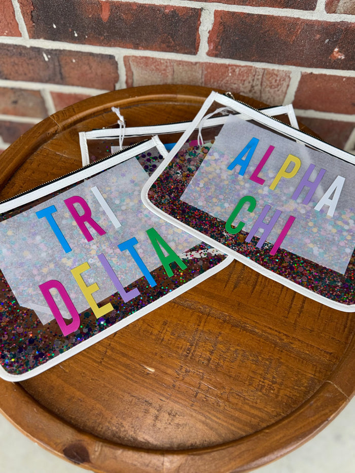 Sorority Glitter Cosmetic Bag