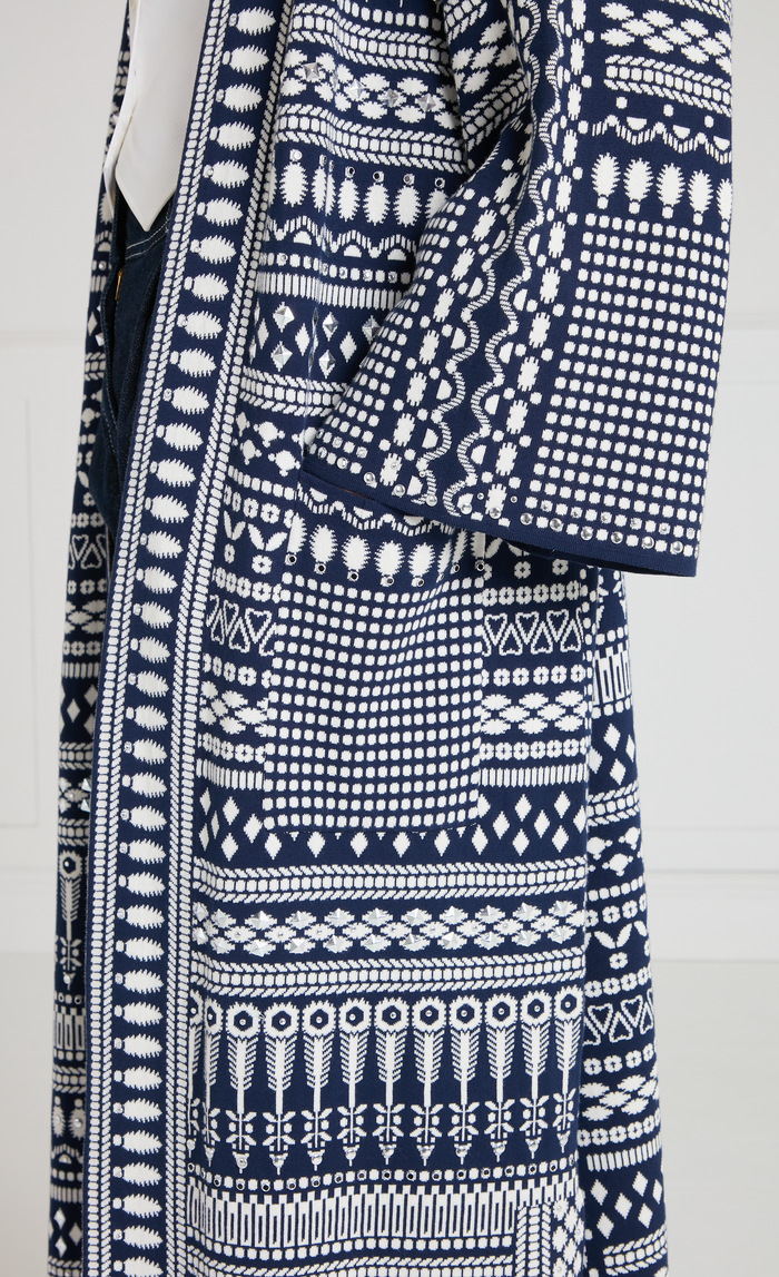 Tlalli Knit Coat - Navy Silver