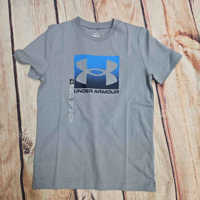 UNDER ARMOUR BOYS BOXED LOGO SS GRAY TEE 1388672