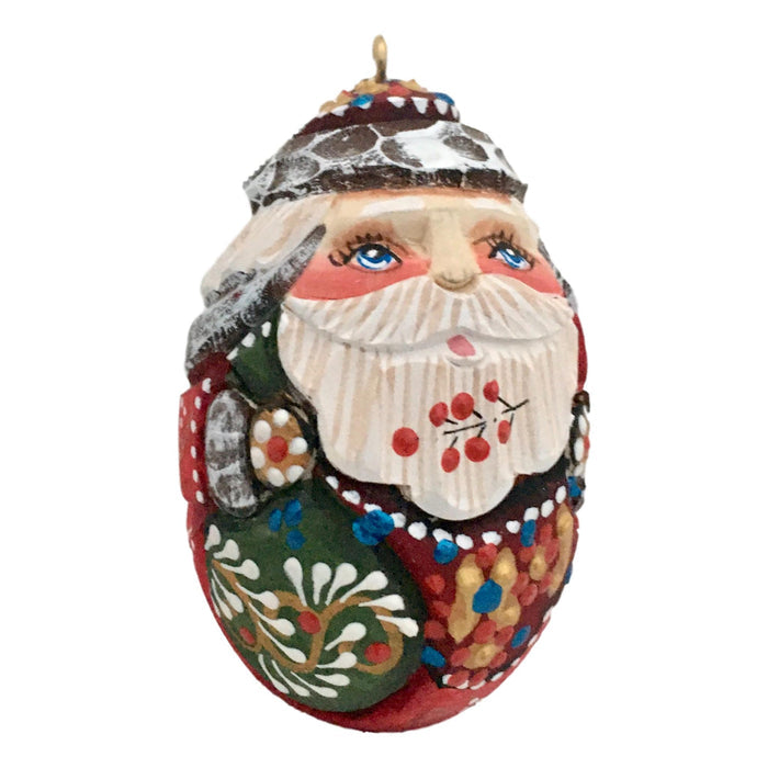 Russian Santa wood carved ornament