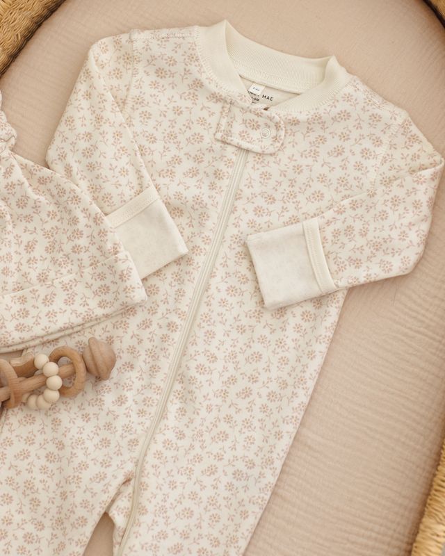 Zip Longsleeve Sleeper Footie || Ditsy - Wee Bee Baby Boutique