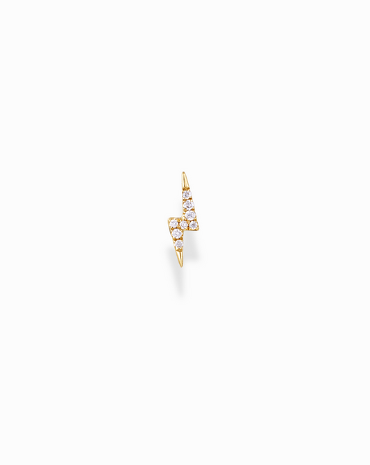 14k Pave Lightning Bolt Stud - Mod + Jo - Jewelry built to last, advanced plating technology