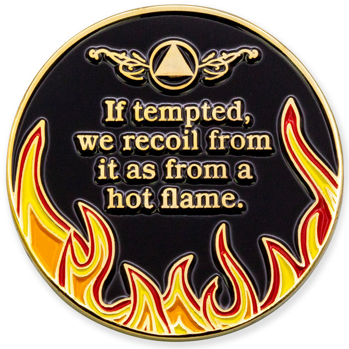 36 Year Sobriety Mint Twisted Flames Gold Plated AA Recovery Medallion/Chip/Coin - Black/Red/Orange/Yellow