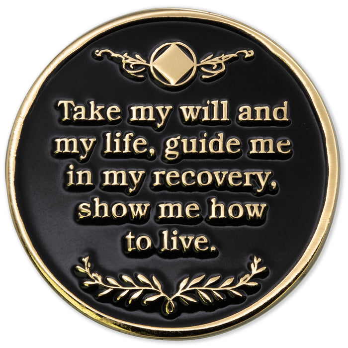 6 Year Sobriety Mint Twisted Tree of Life Gold Plated NA Recovery Medallion - Six Year Chip/Coin - Black