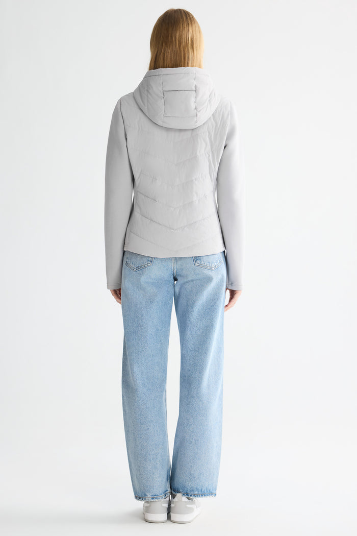 Structured Paneled Puffer Jacket with Hood #color_gray