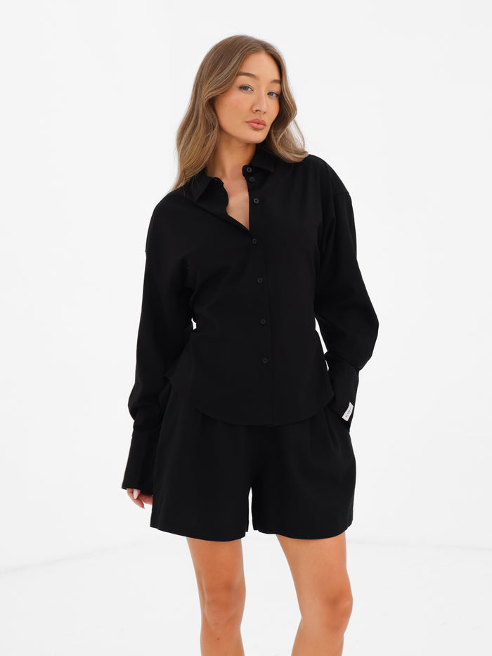 Alessia Linen Shorts - Black