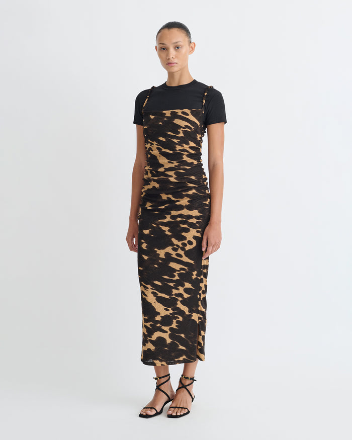 Alexa - Mesh Jersey Dress - Midnight Mocha Apricot
