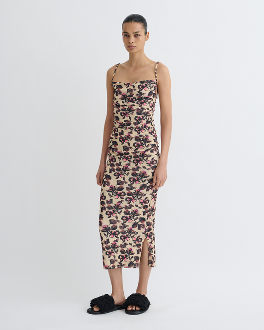 Alexa - Printed Mesh Jersey Midi Dress - Tapestry Floral