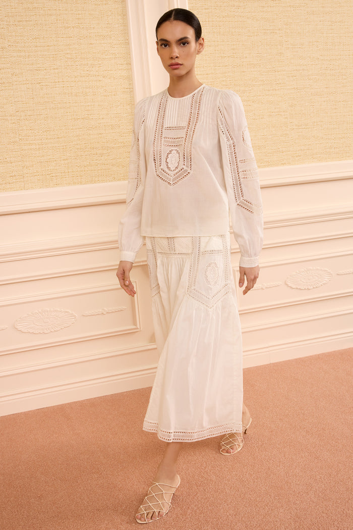 Alice Cotton Midi Skirt - Pristine