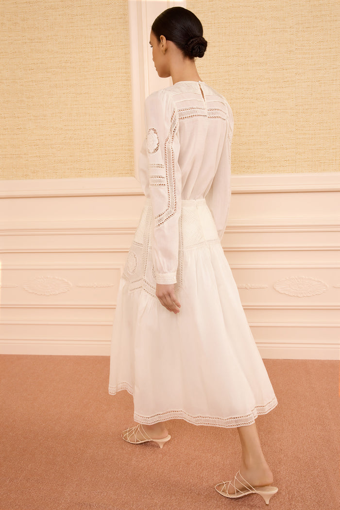 Alice Cotton Midi Skirt - Pristine