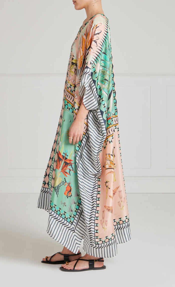 Amber V-Neck Kaftan - Bellini Mix
