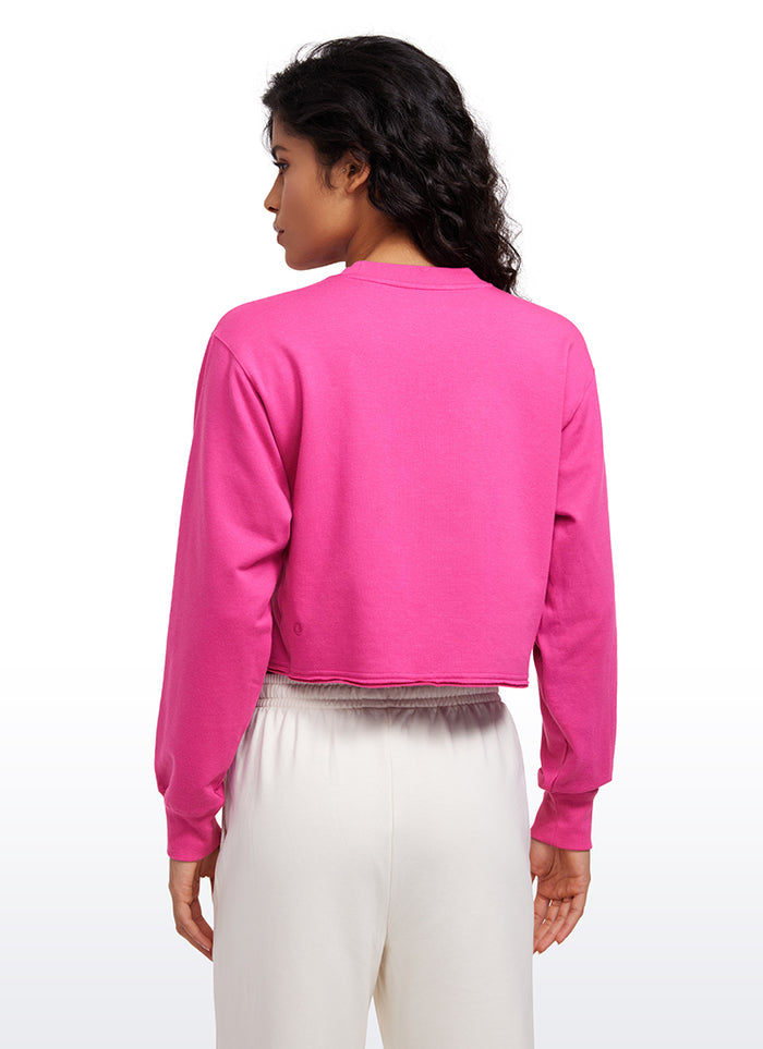 CRZ YOGA Womens Classic Fit Sweat Shirt Crew Neck Pullover Hibiscus Purple