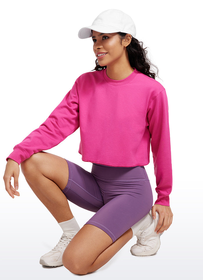CRZ YOGA Womens Classic Fit Sweat Shirt Crew Neck Pullover Hibiscus Purple