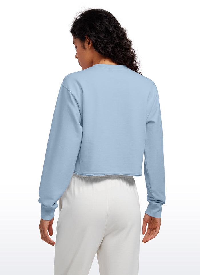 CRZ YOGA Womens Classic Fit Sweat Shirt Crew Neck Pullover Cambric Blue